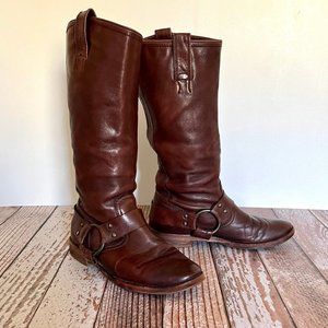 Frye Harness Boots Tall Leather Brass Buckle (Women's 7)